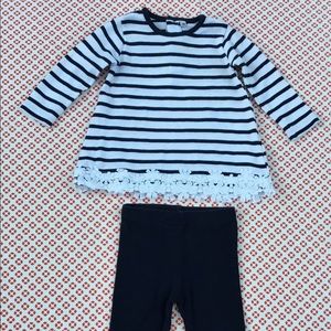 12 M baby girl B&W  strips with floral details